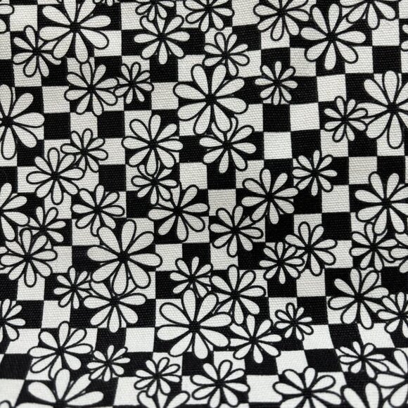 Wild Fable Tote Black White Floral Checkered Beach Bag Hippie Summer Sustainable - Picture 2 of 6